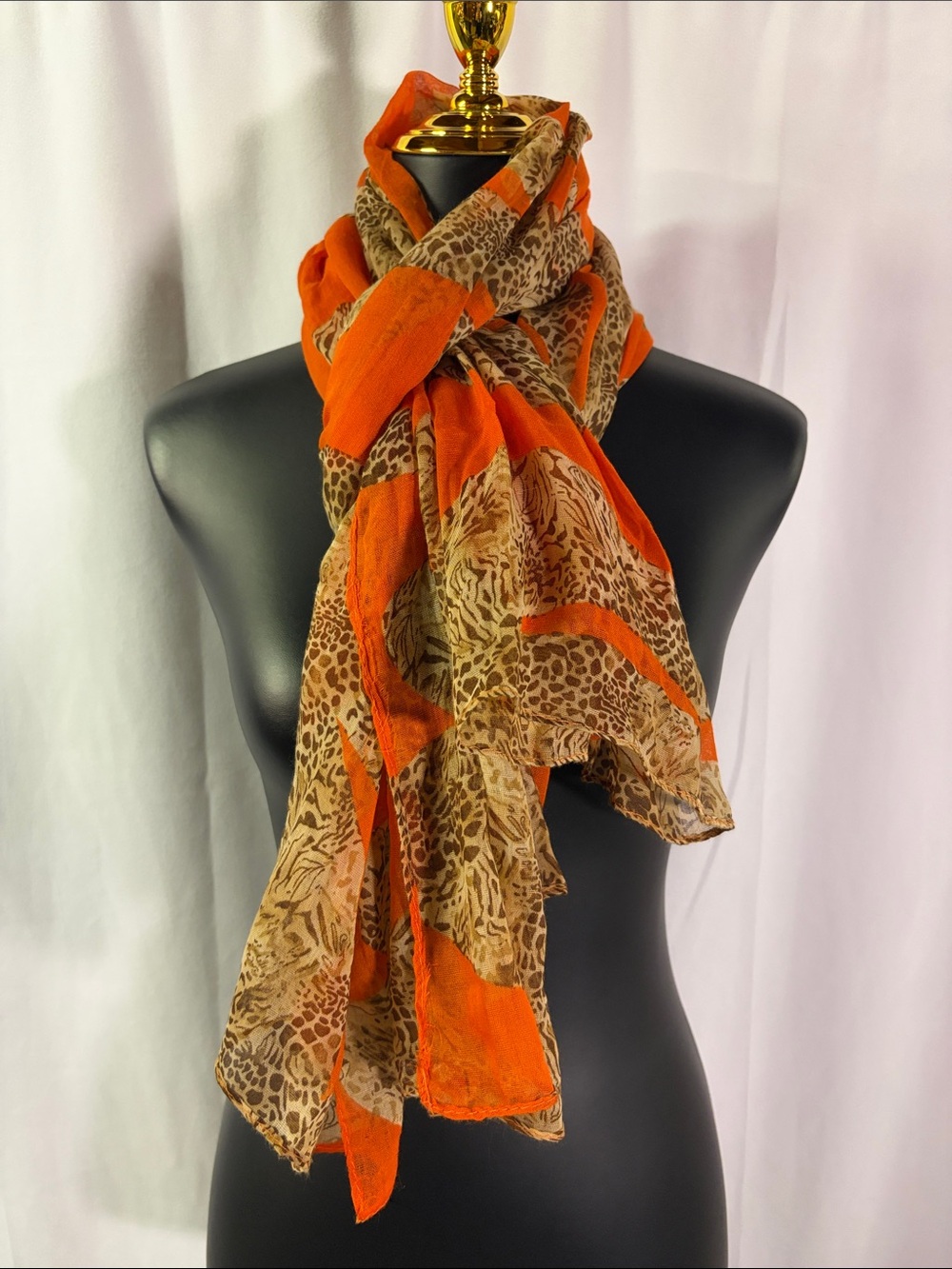 Orange Animal Print Lightweight Scarf